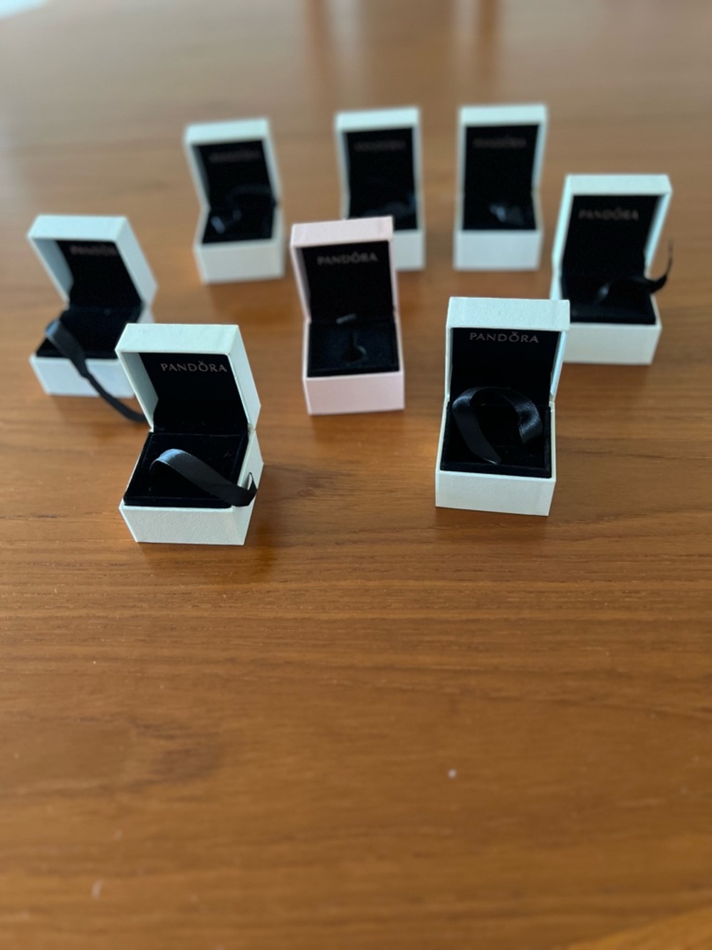 Pandora Ring Boxes in White and Light Pink